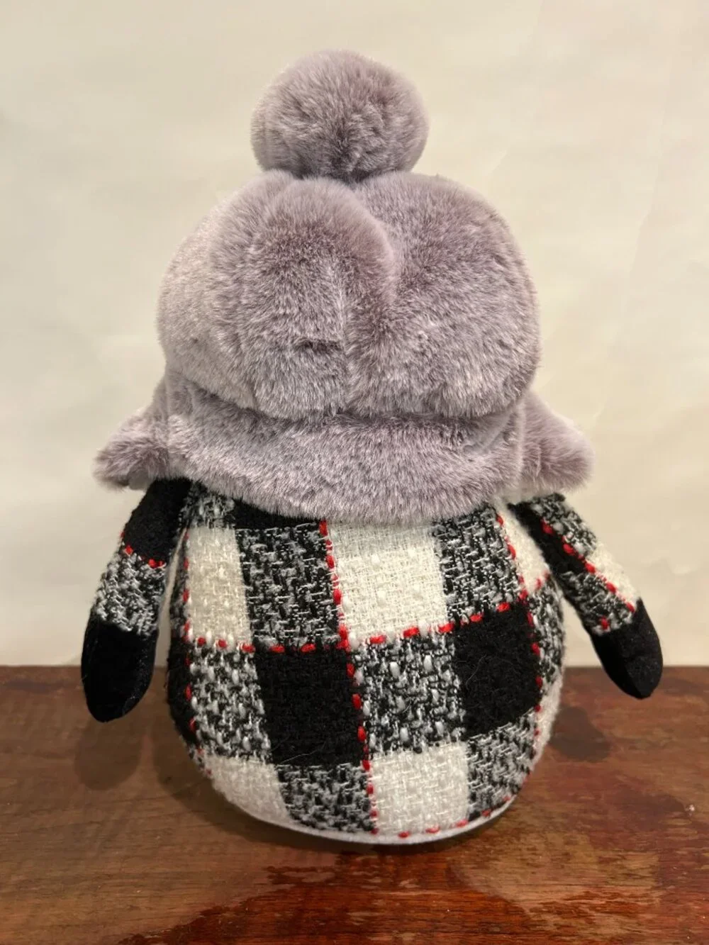 Christmas Holiday Winter Gnome with gray winter hat and wispy white beard